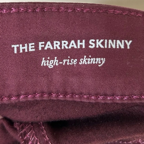 AG Adriano Goldschmied The Farrah High-Rise Skinny Jeans Maroon Size 27 - Picture 7 of 12